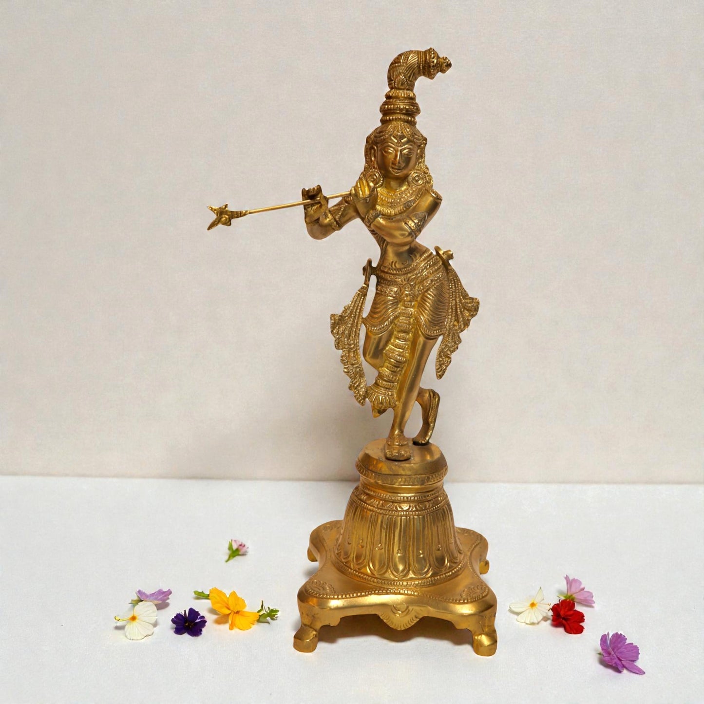Brass Krishna With Flute Standing Statue – Lord Krishna Idol