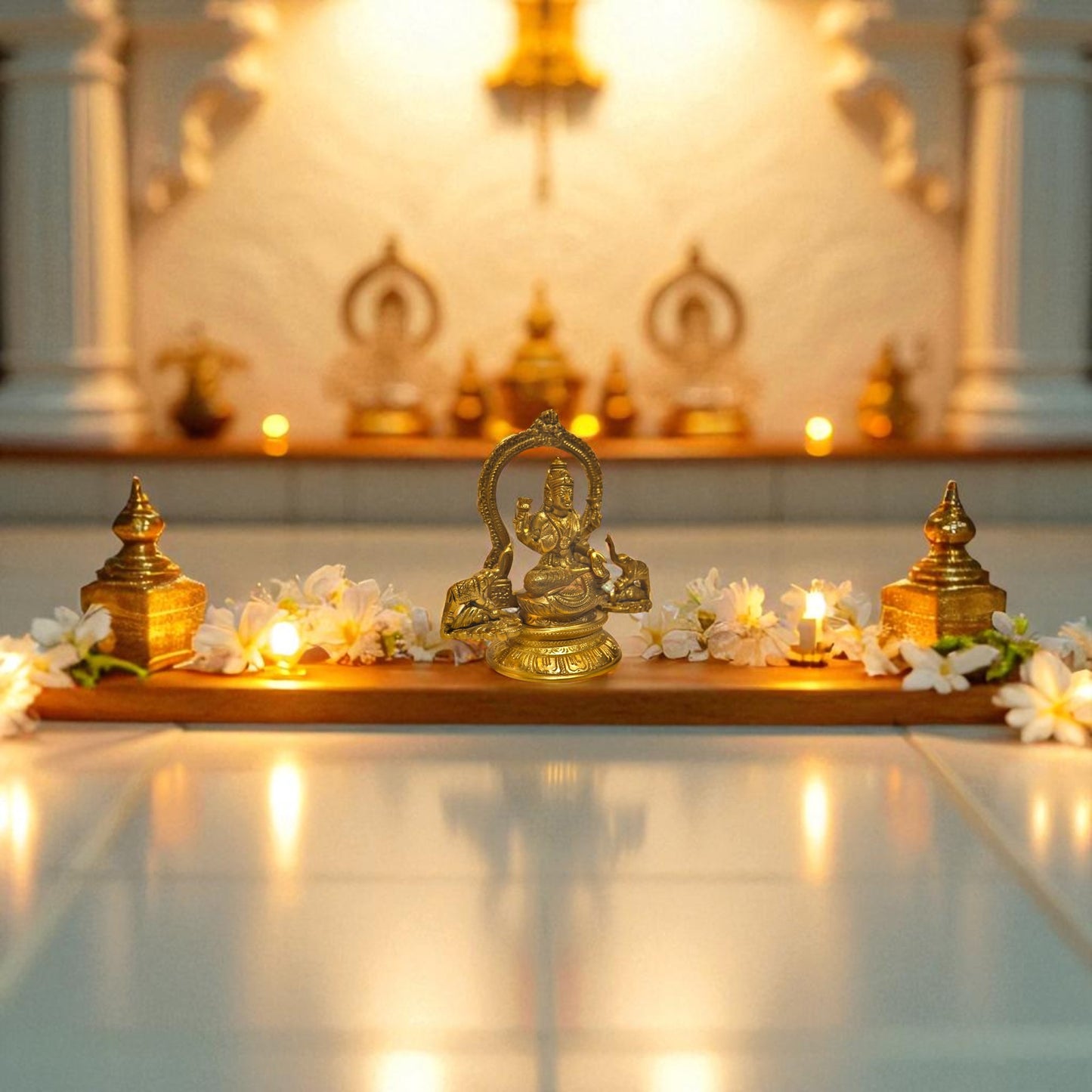 Thar Arts And Furniture - Lakshmi with Elephant Idols