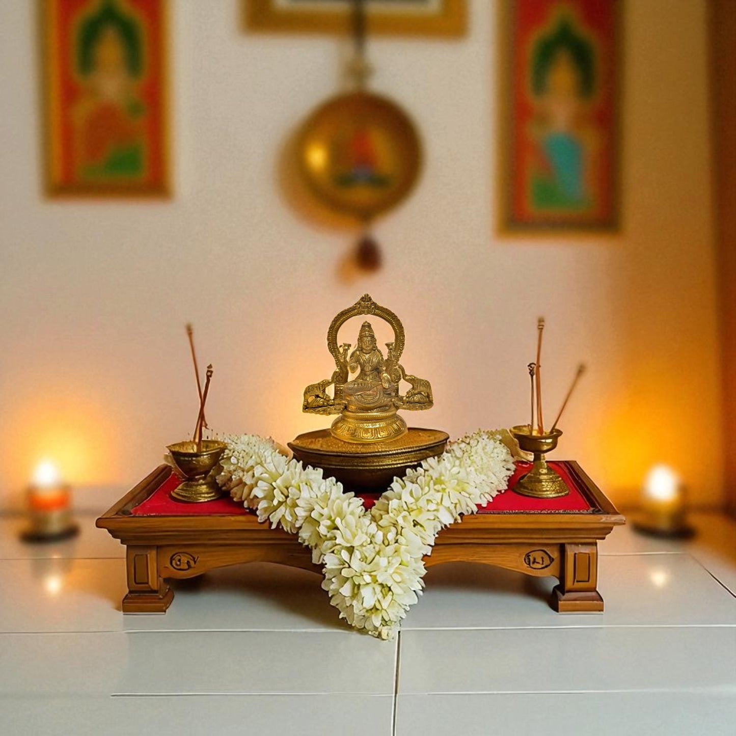 Thar Arts And Furniture - Lakshmi with Elephant Idols
