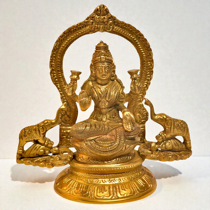 Brass Lakshmi With Elephant Statue – Prosperity & Wealth Idol | Thar Arts & Furniture