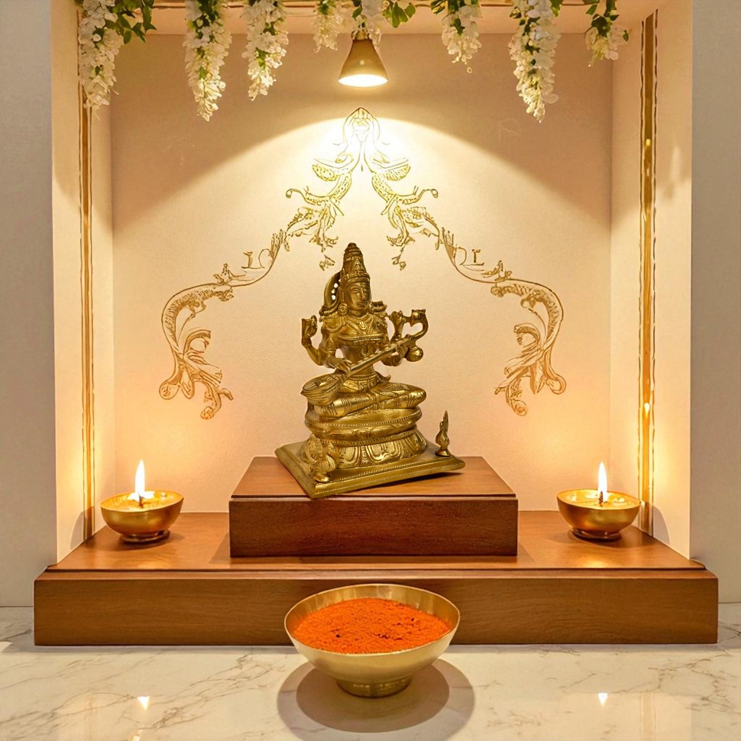 Thar Arts And Furniture - Goddess Saraswati with flat base