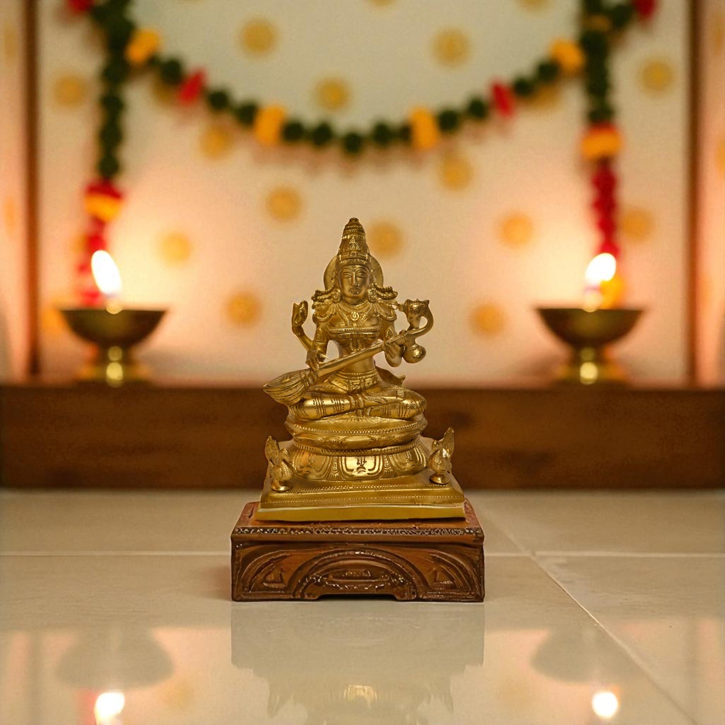 Thar Arts And Furniture - Goddess Saraswati with flat base