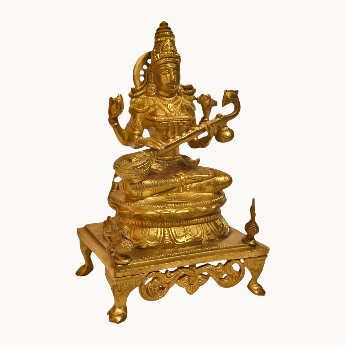 Thar Arts And Furniture - Goddess Saraswati with Chowki