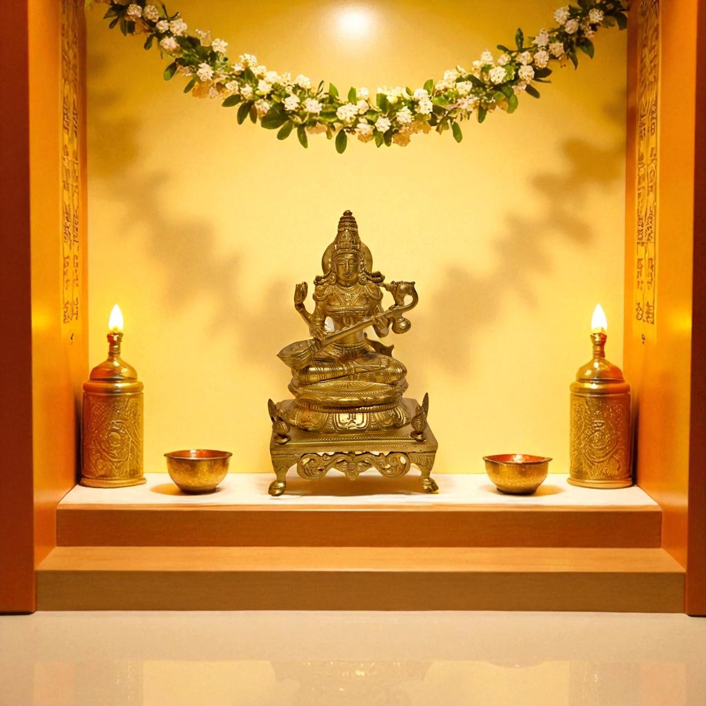 Thar Arts And Furniture - Goddess Saraswati with Chowki