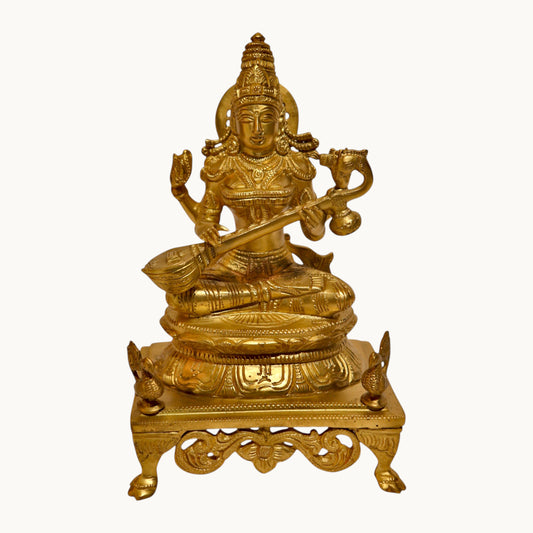 Thar Arts And Furniture - Goddess Saraswati with Chowki