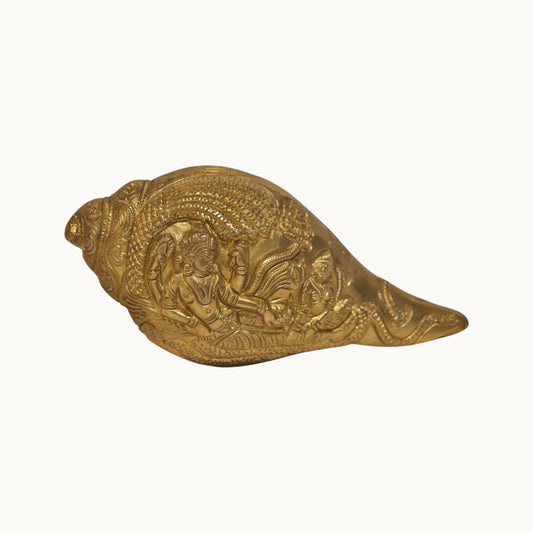 Thar Arts And Furniture - Brass Shankh with Vishnu /Conch