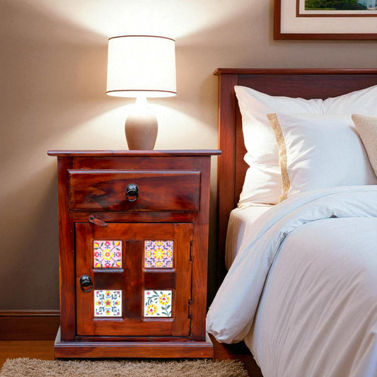 Thar Arts And Furniture - Sheesham Wood Tiles Bedside