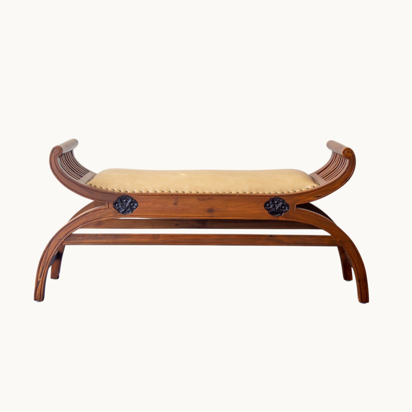 Thar Arts And Furniture - Teak Wood two seater bench with cushion