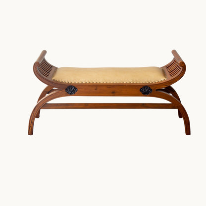Thar Arts And Furniture - Teak Wood two seater bench with cushion