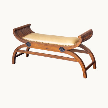 Thar Arts And Furniture - Teak Wood two seater bench with cushion