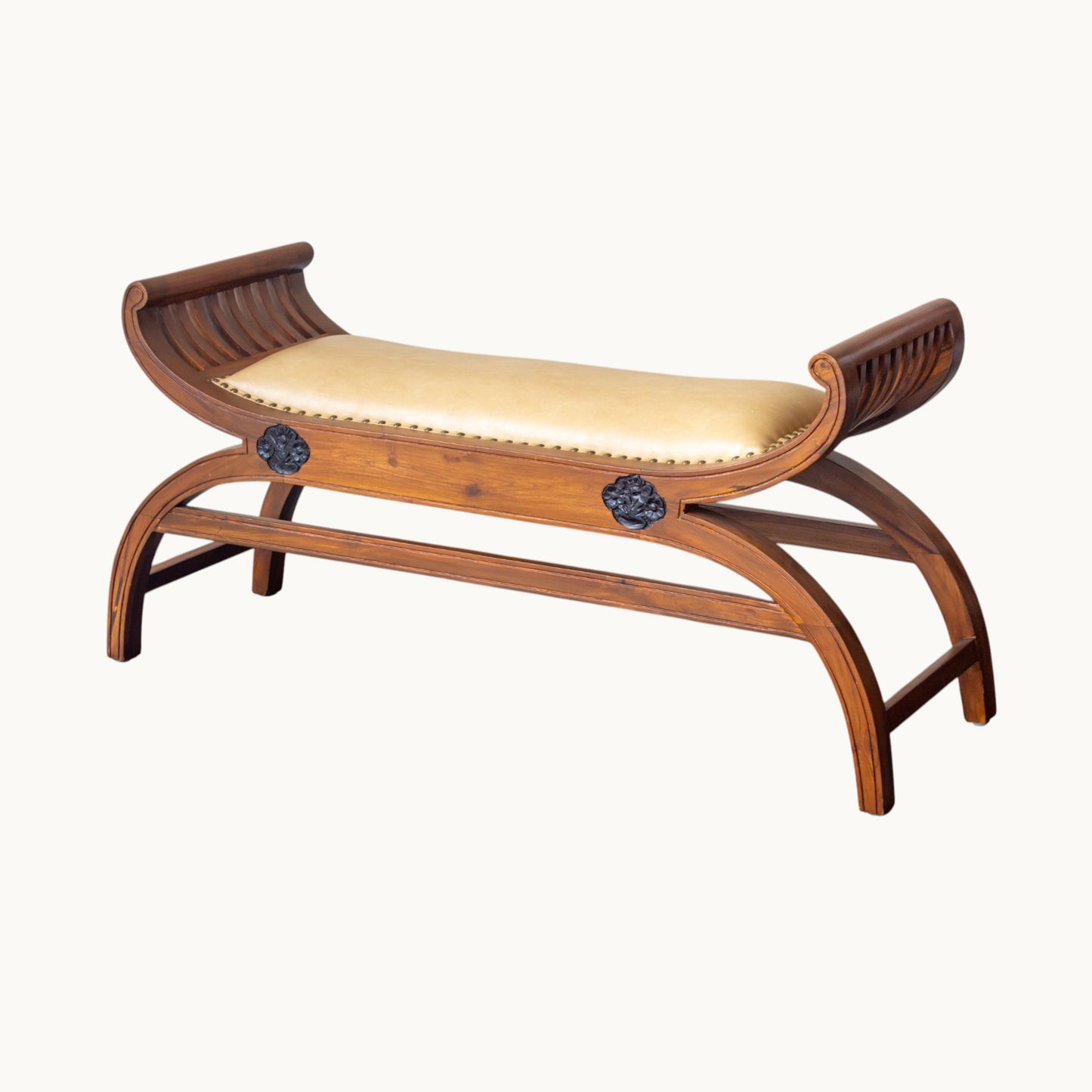 Thar Arts And Furniture - Teak Wood two seater bench with cushion
