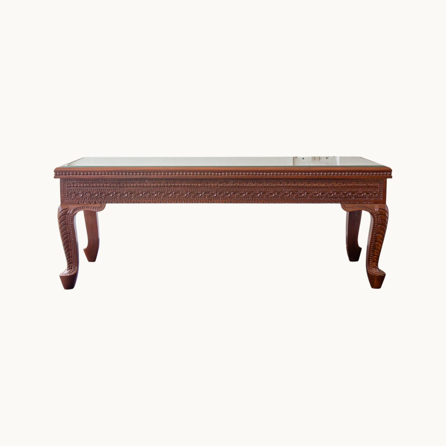 Thar Arts And Furniture - Carving Coffee Table with glass