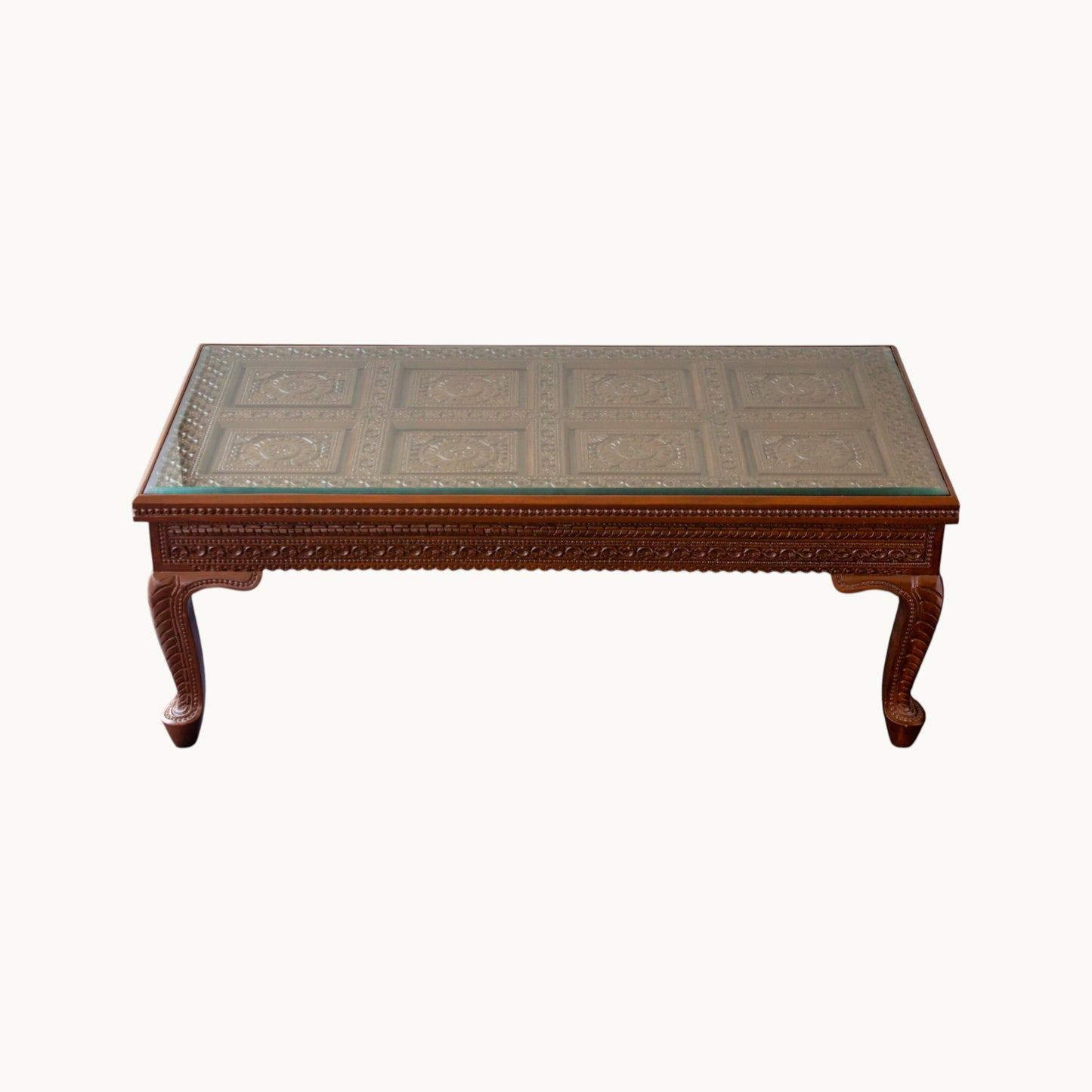 Thar Arts And Furniture - Carving Coffee Table with glass