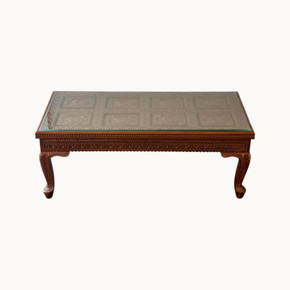 Thar Arts And Furniture - Carving Coffee Table with glass