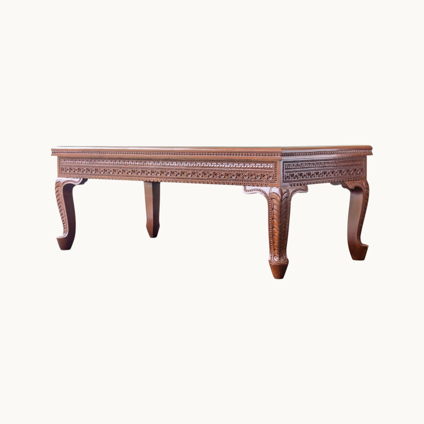 Thar Arts And Furniture - Carving Coffee Table with glass