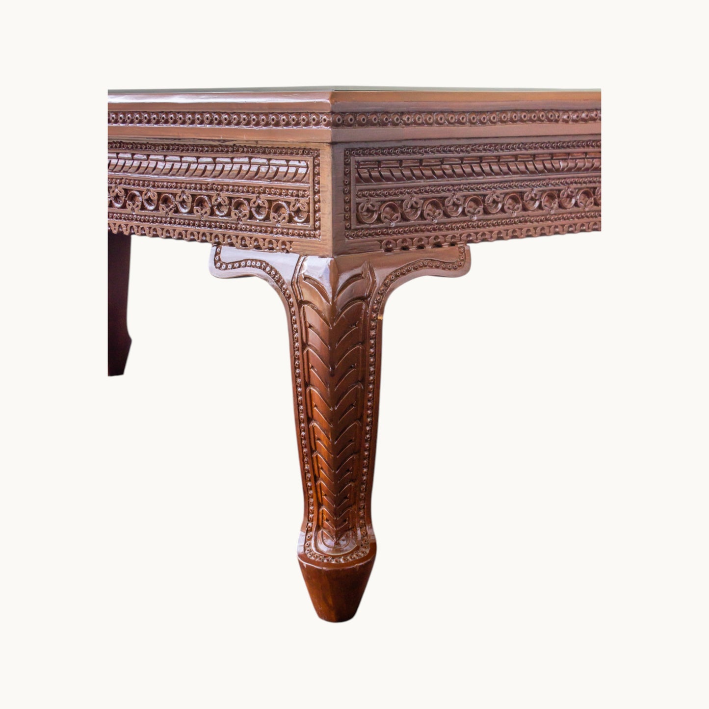 Thar Arts And Furniture - Carving Coffee Table with glass