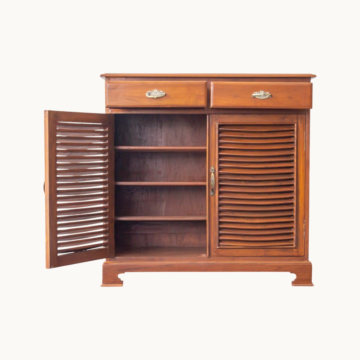 Thar Arts And Furniture - Teak wood 2 Door Shoe Cabinet with 2 Storage Drawer , Classic Finish