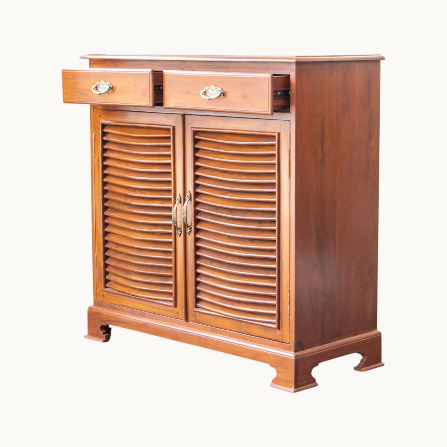 Thar Arts And Furniture - Teak wood 2 Door Shoe Cabinet with 2 Storage Drawer , Classic Finish