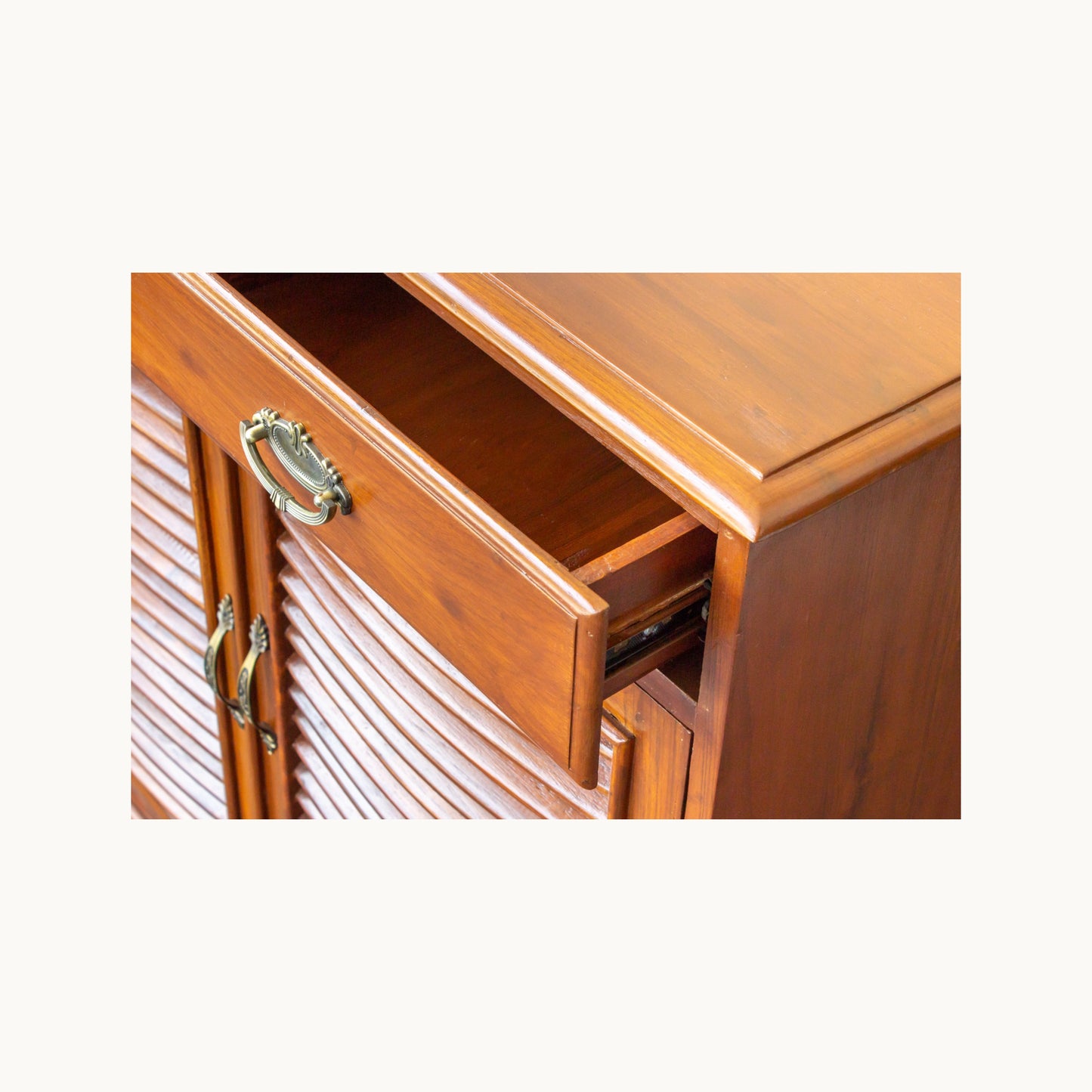 Thar Arts And Furniture - Teak wood 2 Door Shoe Cabinet with 2 Storage Drawer , Classic Finish