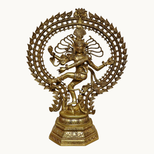 Brass Hand-Carved Nataraja Statue with Antique Look – Traditional Brass Idol | Thar Arts & Furniture