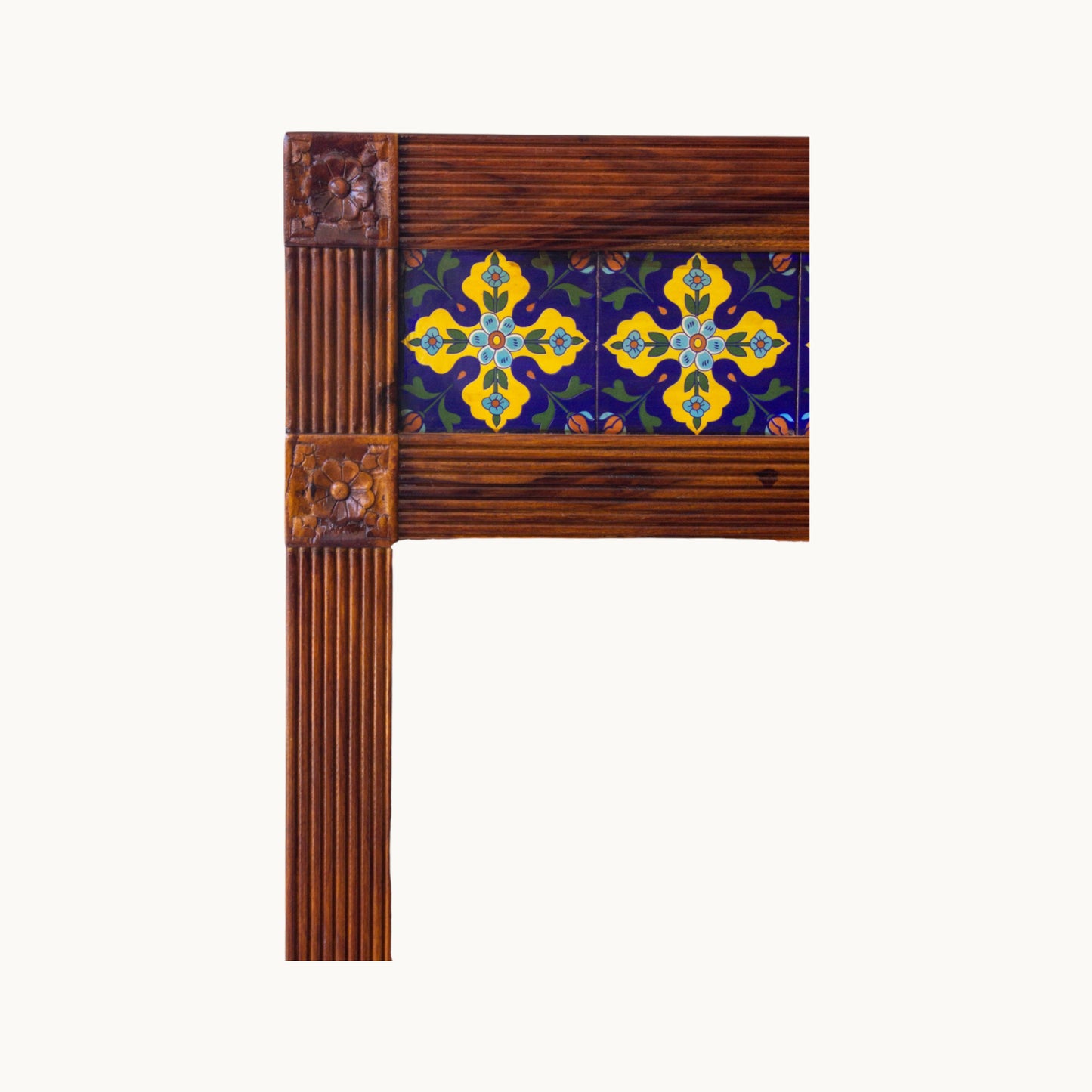 Thar Arts And Furniture - Sheesham wood Mirror with Frame tiles work