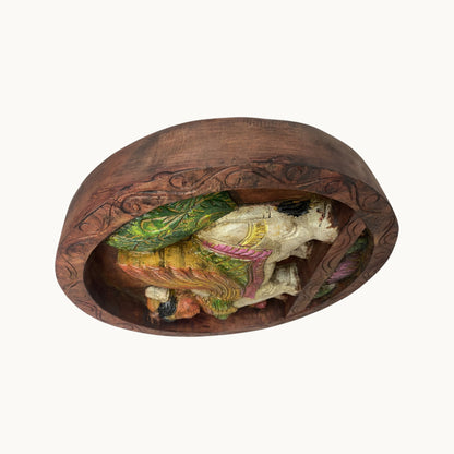 Thar Arts And Furniture - Wooden wall hanging Kamdhenu round plate