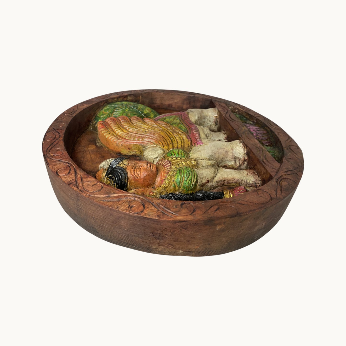 Thar Arts And Furniture - Wooden wall hanging Kamdhenu round plate