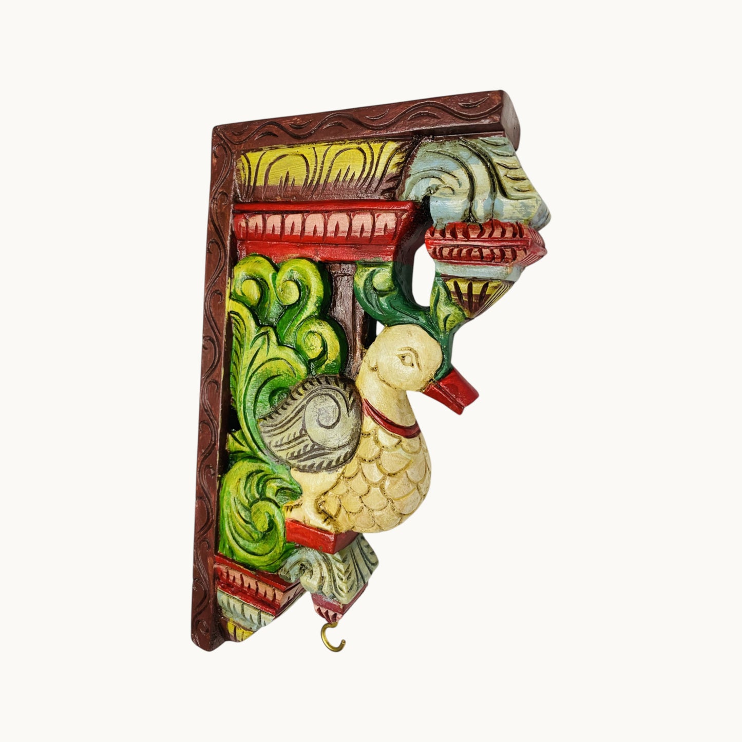 Thar Arts And Furniture - 12"Painted Wooden Swan Bracket