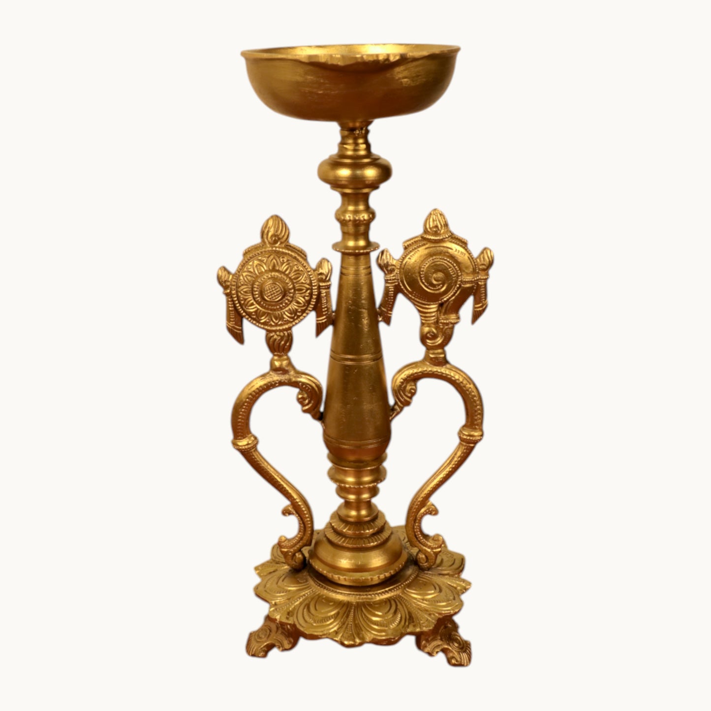 Thar Arts And Furniture -  Bronze Shankh Chakrah Lamp For Pooja Room