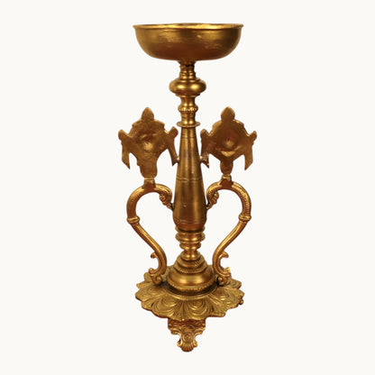 Thar Arts And Furniture - Brass Shankh Chakra  Lamp For Pooja Room
