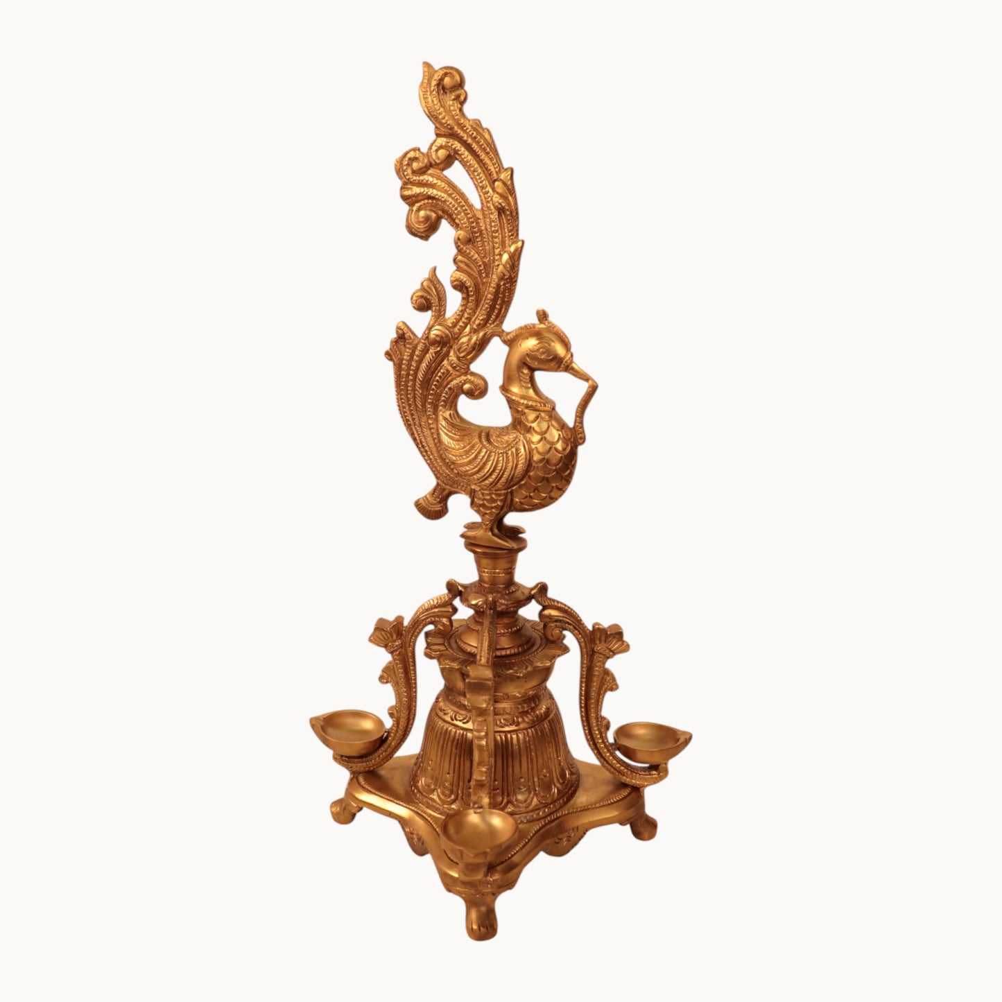 Thar Arts And Furniture - Brass Lamp With Hamsha Artwork