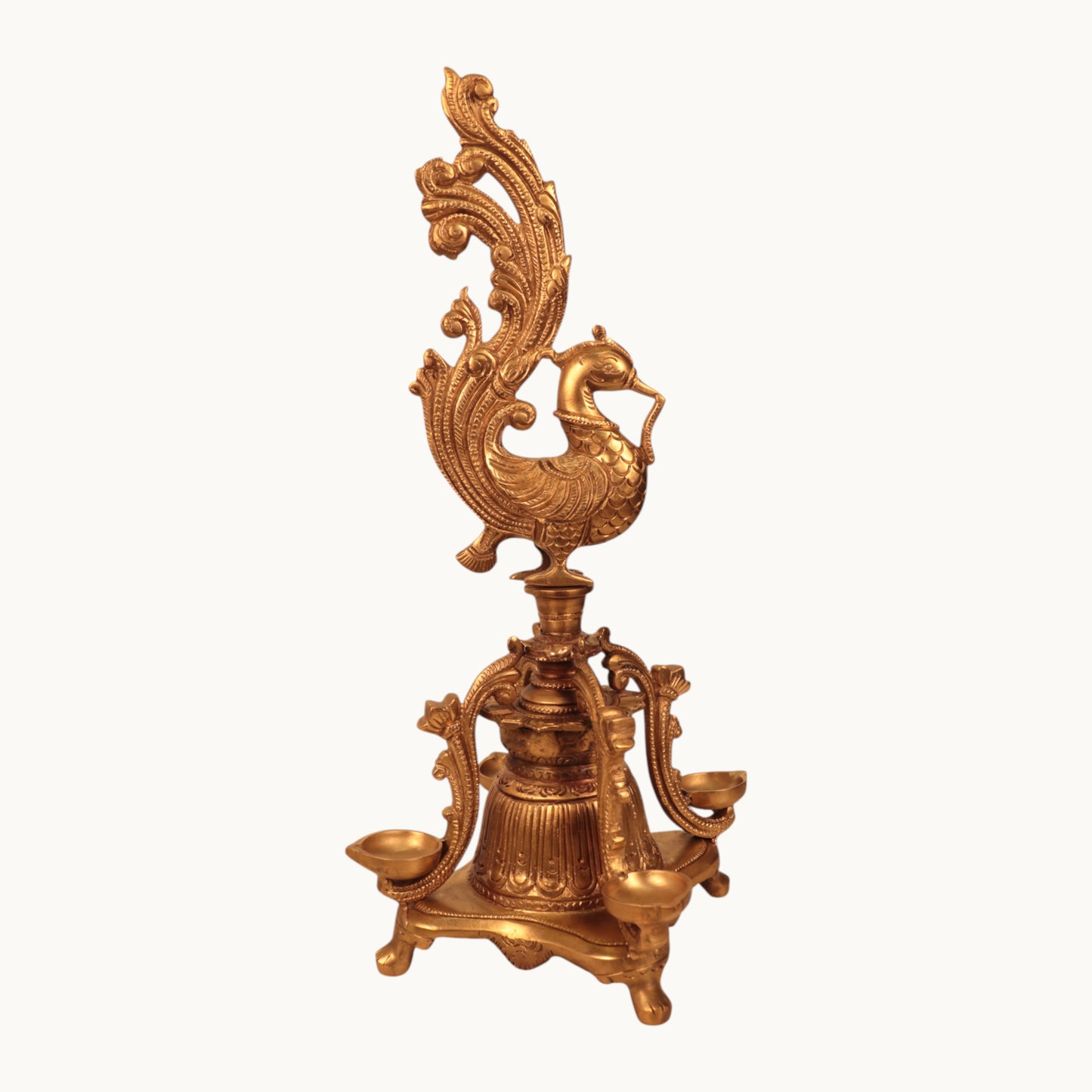 Thar Arts And Furniture - Brass Lamp With Hamsha Artwork