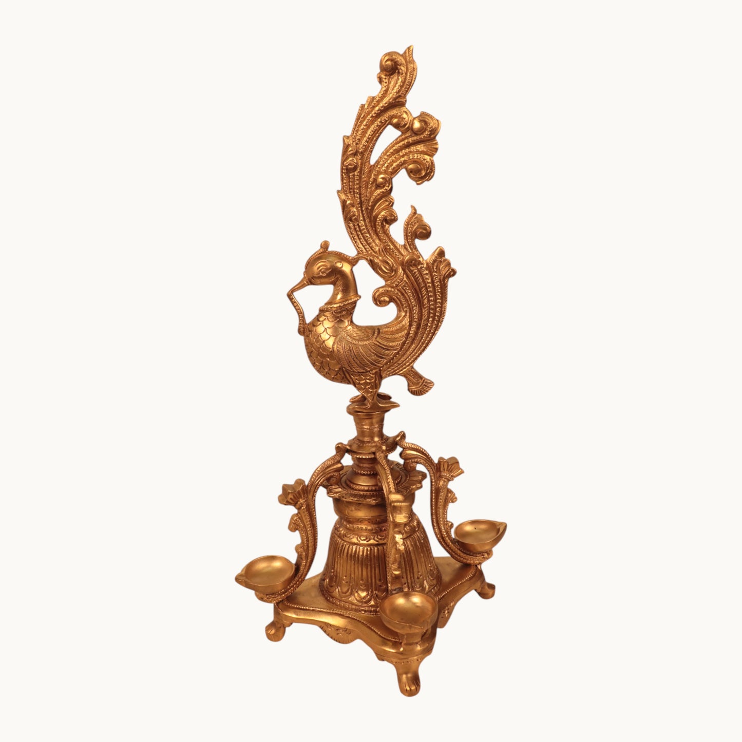 Thar Arts And Furniture - Brass Lamp With Hamsha Artwork