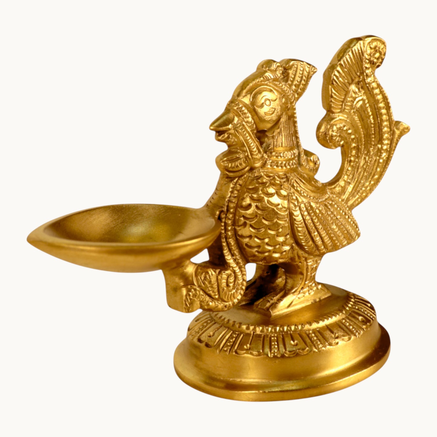 Thar Arts And Furniture - Brass Diya with Anna Bird