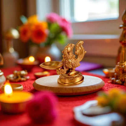 Thar Arts And Furniture - Brass Diya with Anna Bird