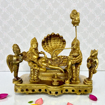 Brass Lord Vishnu Idol – Padmanabhaswamy Resting on Sheshnaag