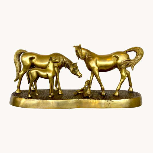 Thar Arts And Furniture - Brass Horse Family Statue