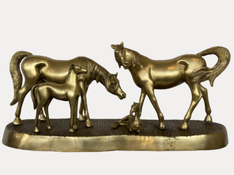 Thar Arts And Furniture - Brass Horse Family Statue