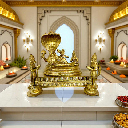 Thar Arts And Furniture - Bronze Lord Vishnu Resting on Sheshnaag