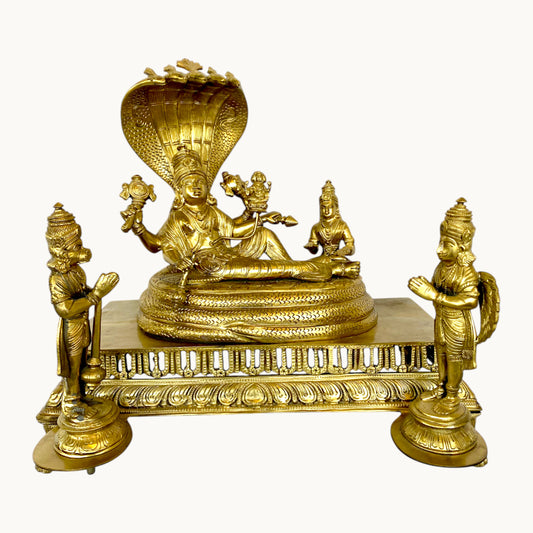 Thar Arts And Furniture - Bronze Lord Vishnu Resting on Sheshnaag