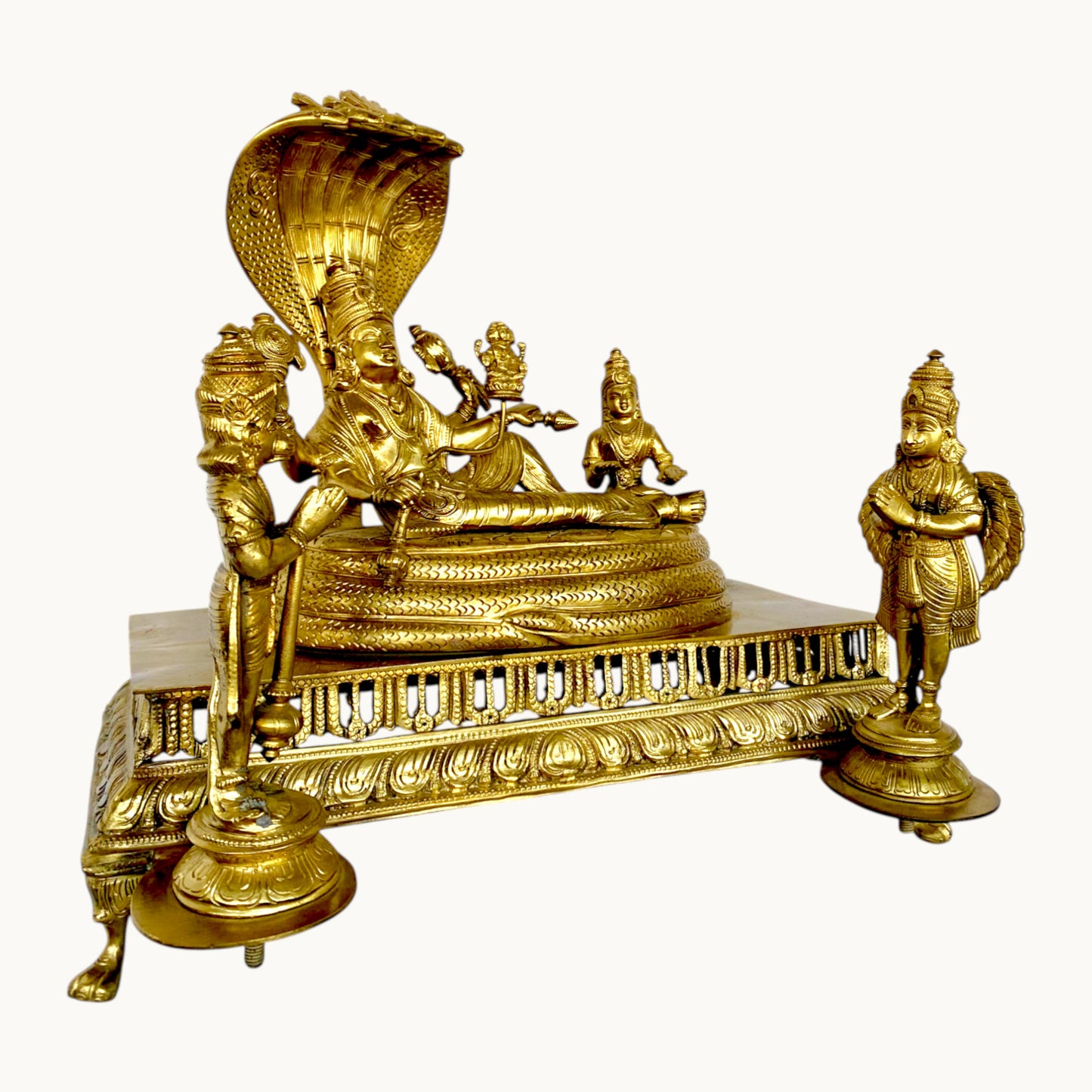 Thar Arts And Furniture - Bronze Lord Vishnu Resting on Sheshnaag