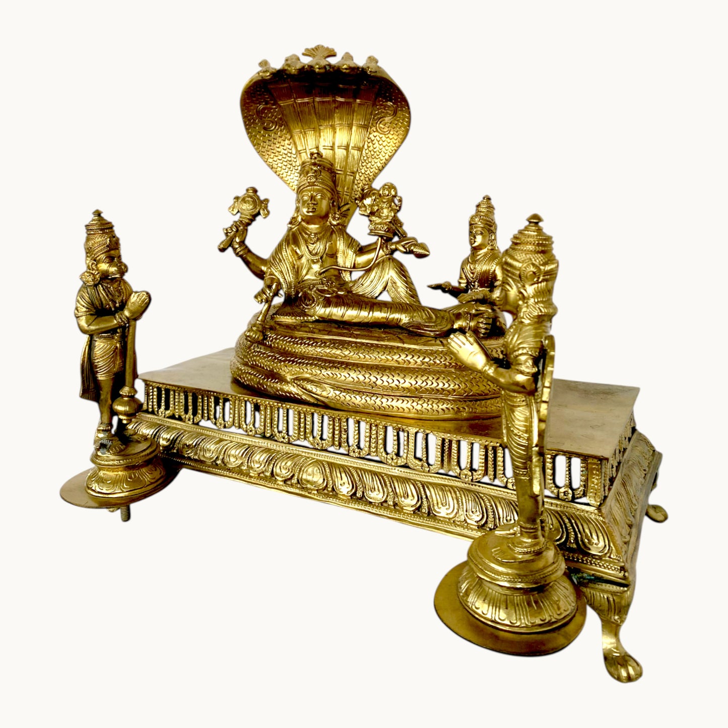 Thar Arts And Furniture - Bronze Lord Vishnu Resting on Sheshnaag