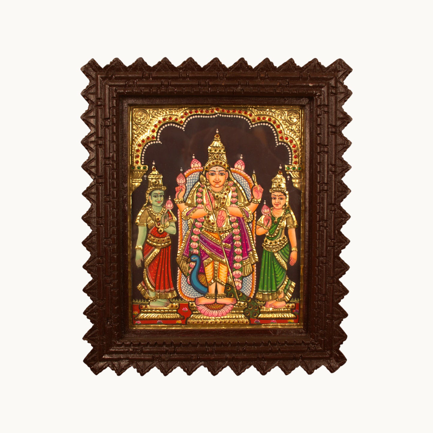 Thar Arts And Furniture - Murugan Valli Deivanai Tanjore Painting