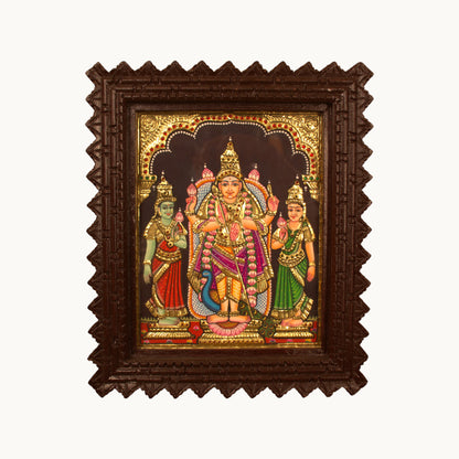 Thar Arts And Furniture - Murugan Valli Deivanai Tanjore Painting