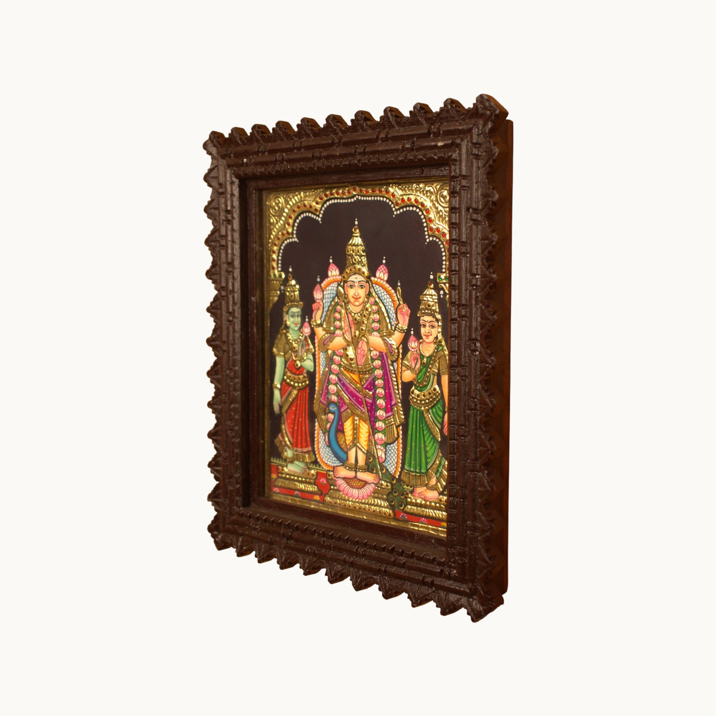 Thar Arts And Furniture - Murugan Valli Deivanai Tanjore Painting