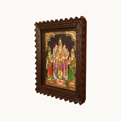 Thar Arts And Furniture - Murugan Valli Deivanai Tanjore Painting