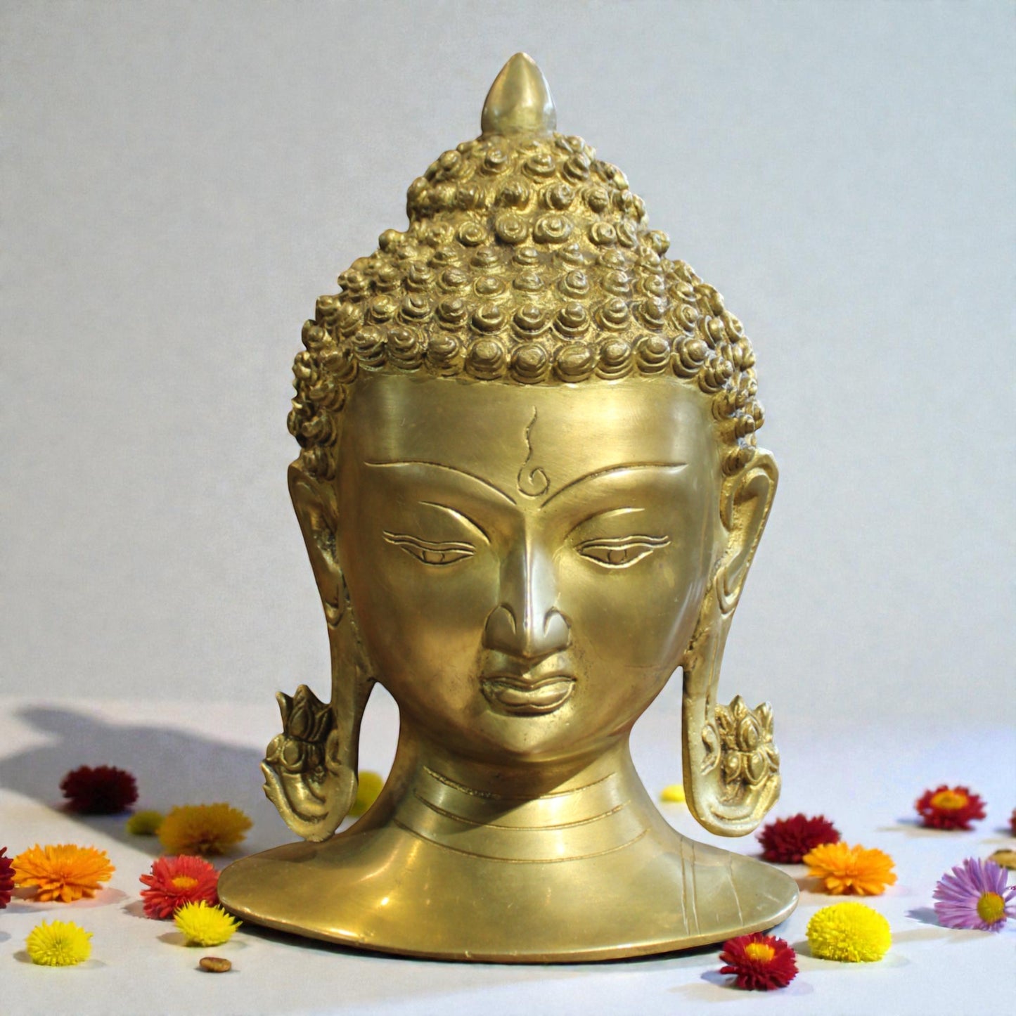 Handcrafted Brass Buddha Head – Peace & Harmony for Home