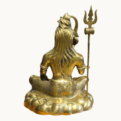 Brass Lord Shiva Sitting Idol with Trishul – Divine Home Temple Decor | Thar Arts & Furniture