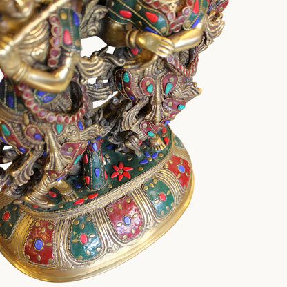 Brass Radha Krishna Idol with Stone Work – Divine Home Temple Decor | Thar Arts & Furniture