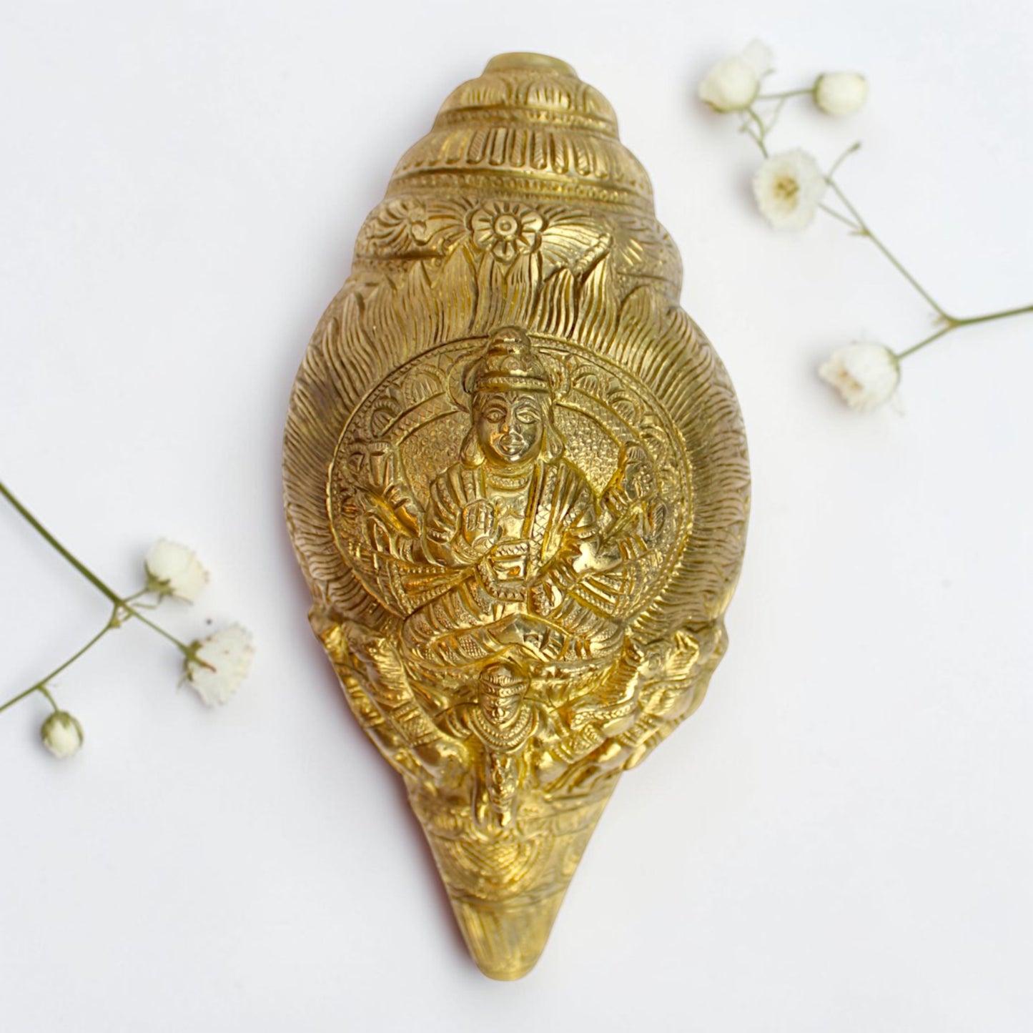 Brass Surya Shankh – Spiritual Conch Decor for Pooja & Home